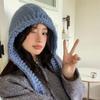 Handmade Wool Knit Balaclava for Women with Large Fit, Warm Earmuffs - Korean Style for Autumn/Winter