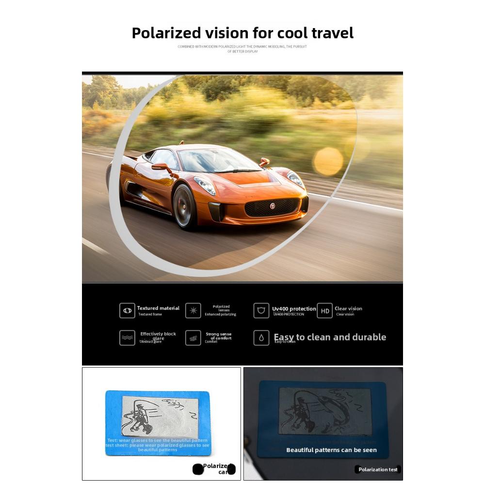 Polarized Sunglasses Men's High-end UV Protection Driving Yellow Lenses Sunglasses Anti-glare Square Fishing Glasses