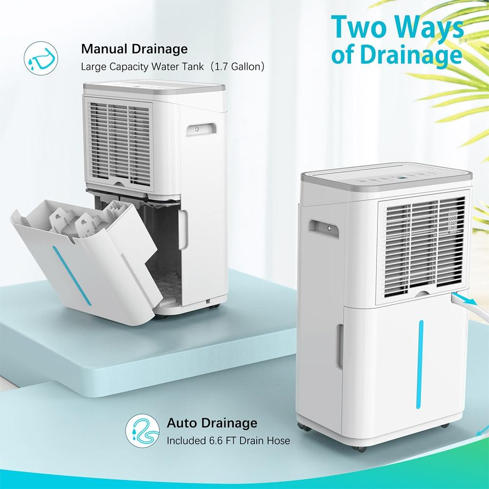 Refurbished: LUKO OL20-D030A Portable Home Dehumidifier, 20L Dehumidify Capacity, 6.5L Water Tank, Auto/Manual Drainage, 24-Hour Time