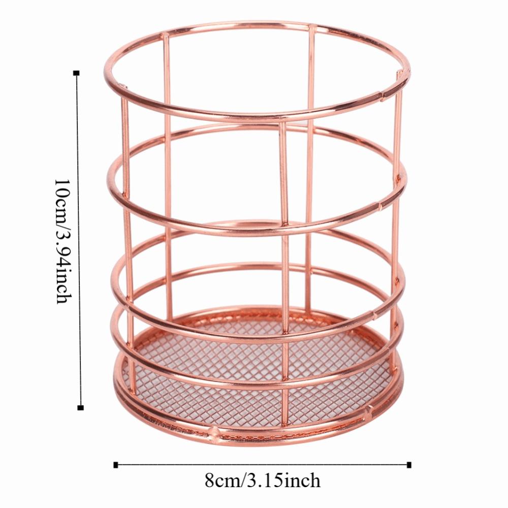 2Pcs Rose Gold Desktop Storage Basket Hollow Design Storage Container Chopsticks Container