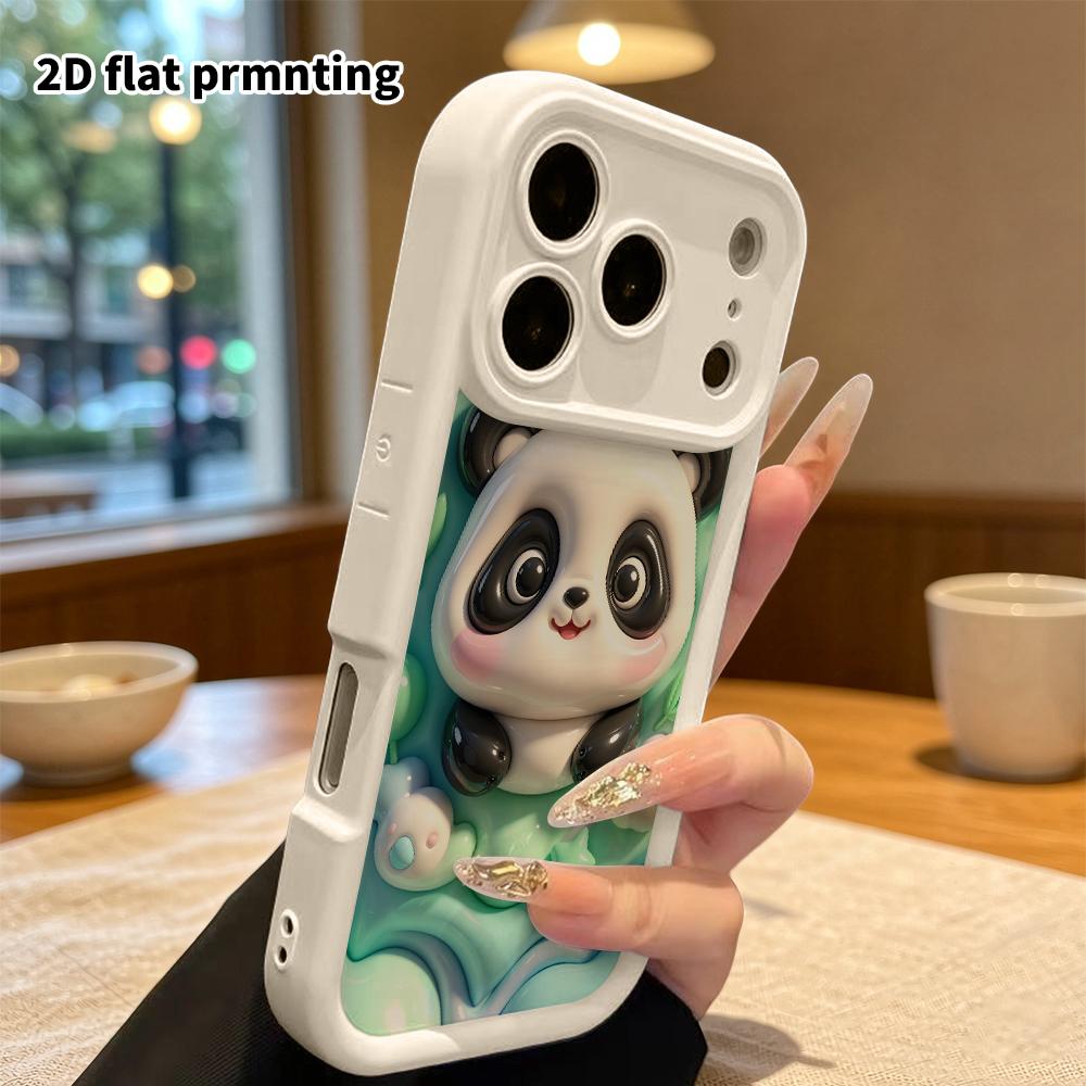 Чехол для телефона: Плоский 2D дизайн, подходящий для защитного чехла iPhone 18 17 16 15 14 13 Pro, лежащая панда, идеальный подарок на Рождество и Хэллоуин