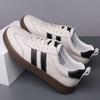 2025 Новая мужская обувь Натуральная кожа Повседневная обувь Модная полосатая коровья кожа Плоские кеды для скейтборда Молодежные кроссовки на шнуровке