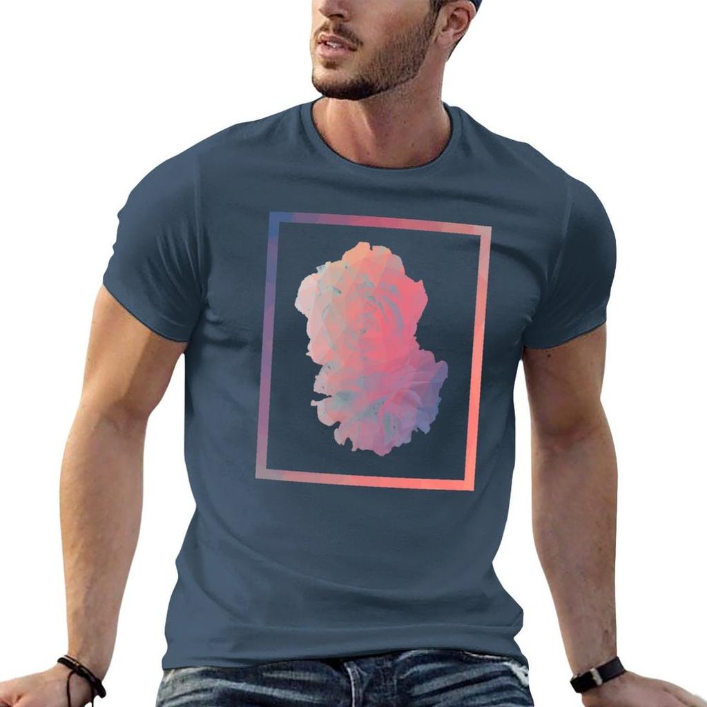 Geometric Pink Blue Roses Design TShirt Unisex T Shirts Cotton T Shirts For Unisex Pack White Unisexs Graphic T Shirts TShirt