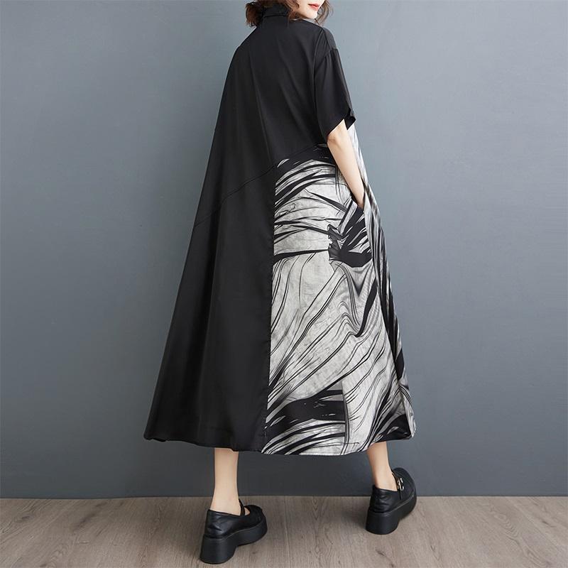 Новое хлопковое винтажное платье больших размеров с коротким рукавом для женщин, повседневное свободное длинное летнее платье-рубашка