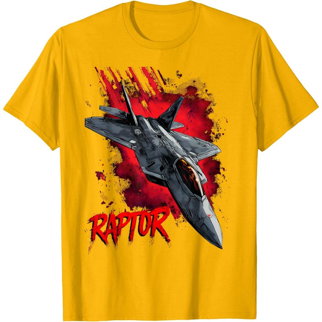 Мужская футболка с графическим принтом истребителя Raptor, размер S, повседневная, с круглым вырезом, хлопковая, с коротким рукавом