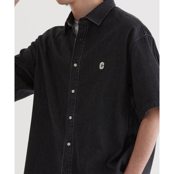 Covernat Ss25 Trendy Fashion Comfortable Simple Button Short Sleeve Shirt Unisex shirts Black CO2502SS33BK