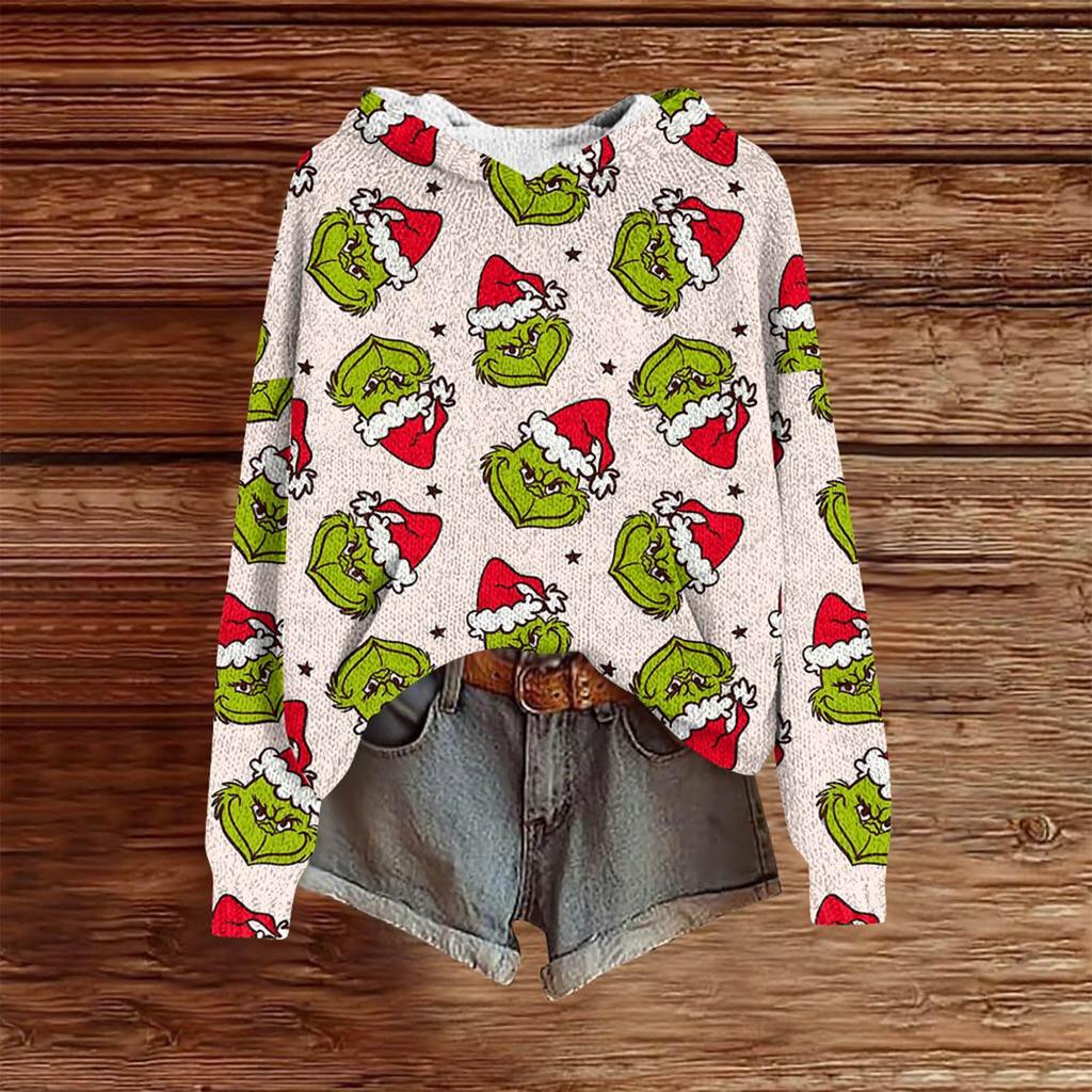 Sweatshirts For Women Knit Sweater Cute Shirt Fall Pullover Hooded Sweatshirt