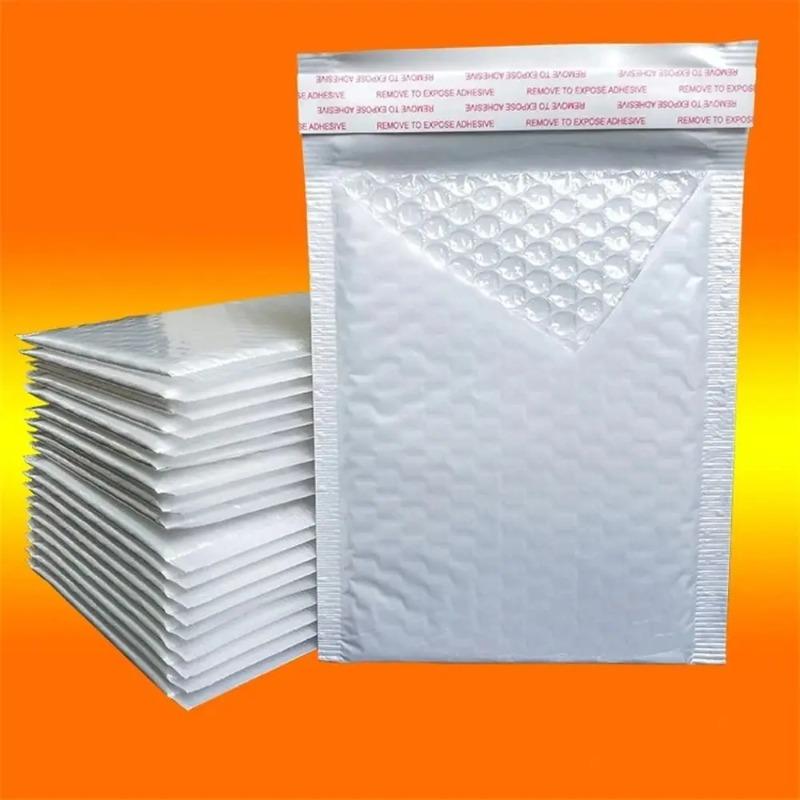 50Pcs Durable Soft Bubble Mailers Pearlescent Film Waterproof Shipping Bags Self Sealing White Foam Envelope Packaging Bag