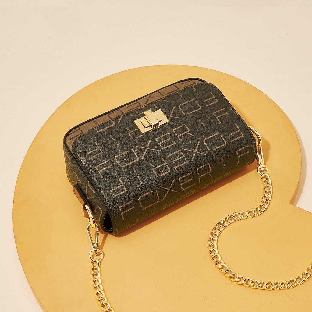 Женская сумка-кроссбоди для телефона FOXER Golden Fox с принтом и цепочкой