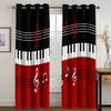 Musician Piano Keys Romantic Black & White Notes Modern Home Decor Curtains Living Room Bedroom Kitchen Window Curtains 2 Panels