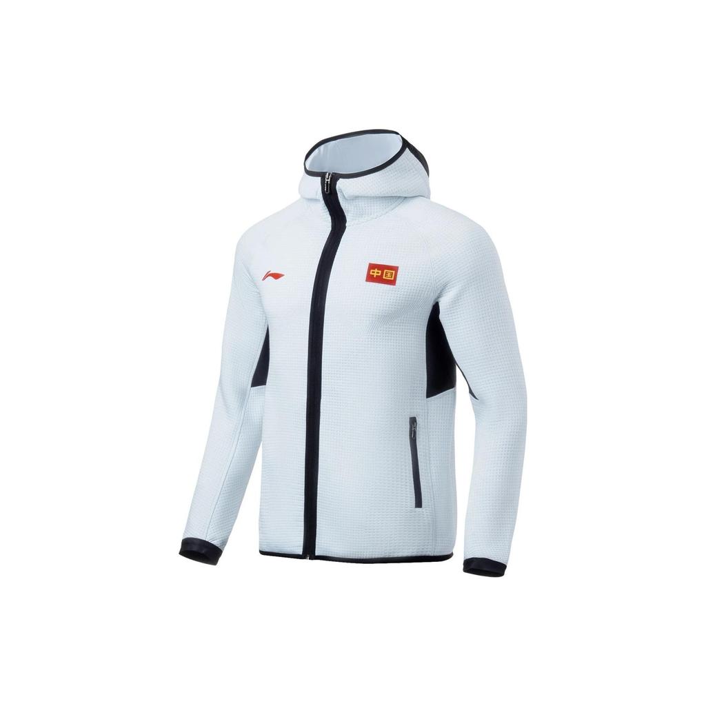 Li Ning Sports Basketball Series Letter Print Куртка с капюшоном на молнии для мужчин, белая AWDSG71-1