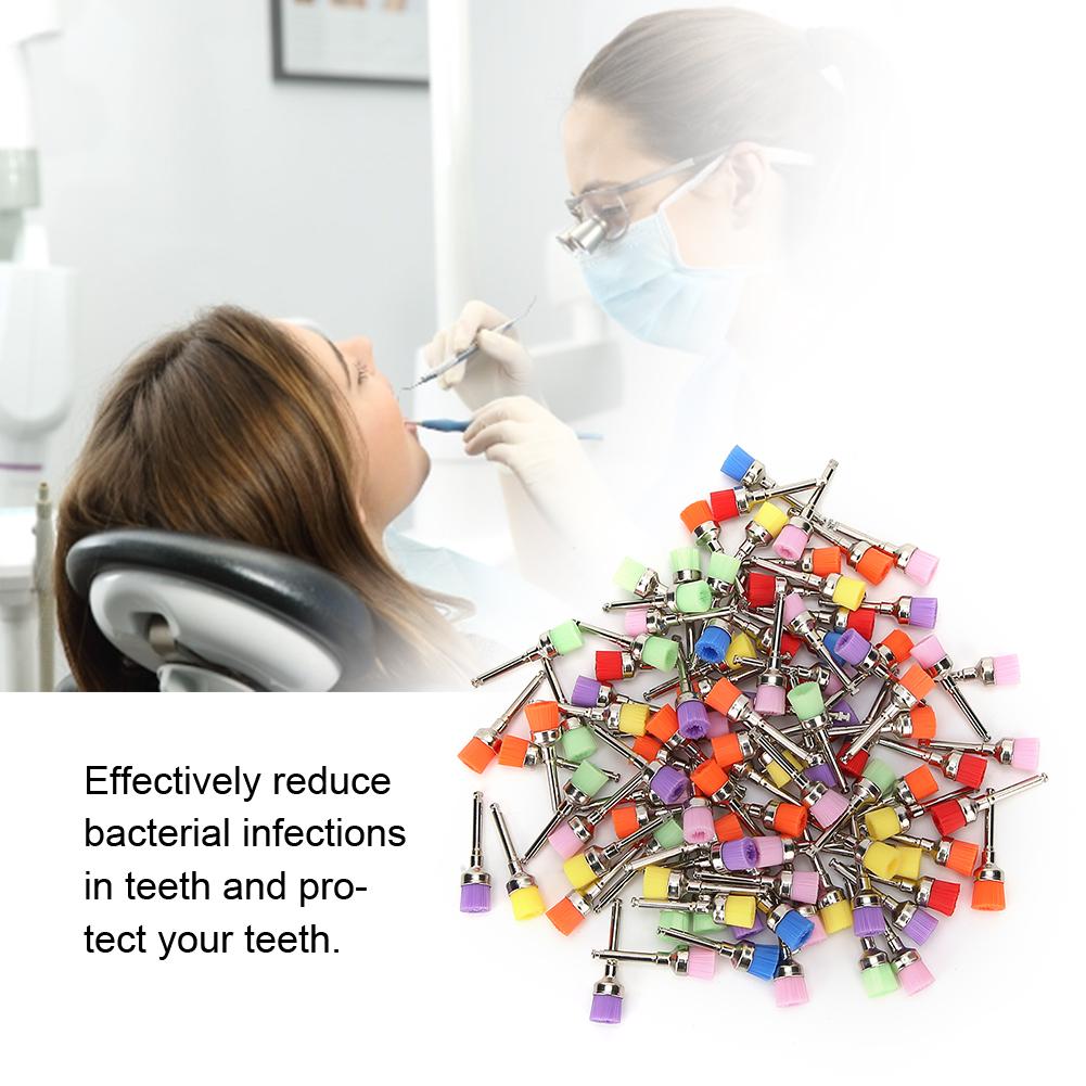 100Pcs Dental Polisher Nylon Teeth Polishing Brush  Dental Supply with Storage BoxMixed Color