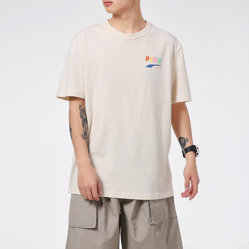 Puma Футболка с коротким рукавом и круглым вырезом с мультяшным принтом, мужские топы, бежевый 531335-75