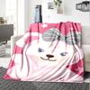 Pink Teddy Bear Bow Flannel Blanket Super Soft Warm Cozy Blanket For Sofa Bed Office Travel Allseason Home Decor Gift