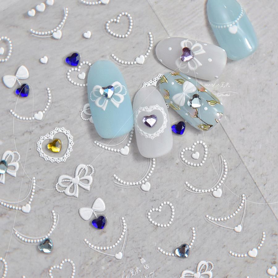 Bright Crystal Nail Art Stickers Retro Nail Sticker Love Necklace Stickers DIY Creative Decoration