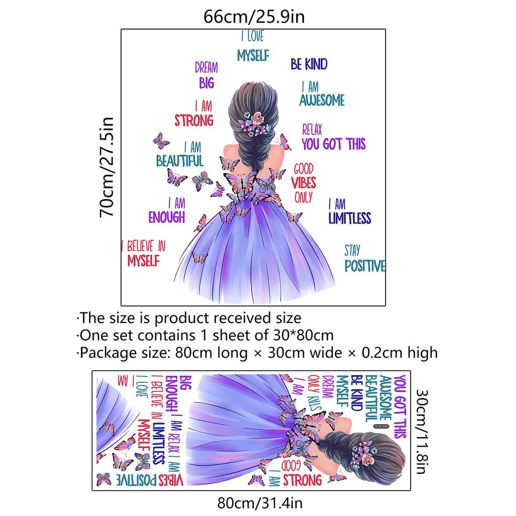 Настенная наклейка один метр девочка бабочка английская настенная наклейка фоновая стена украшение комнаты наклейка на стену самоклеящаяся наклейка на стену живопись