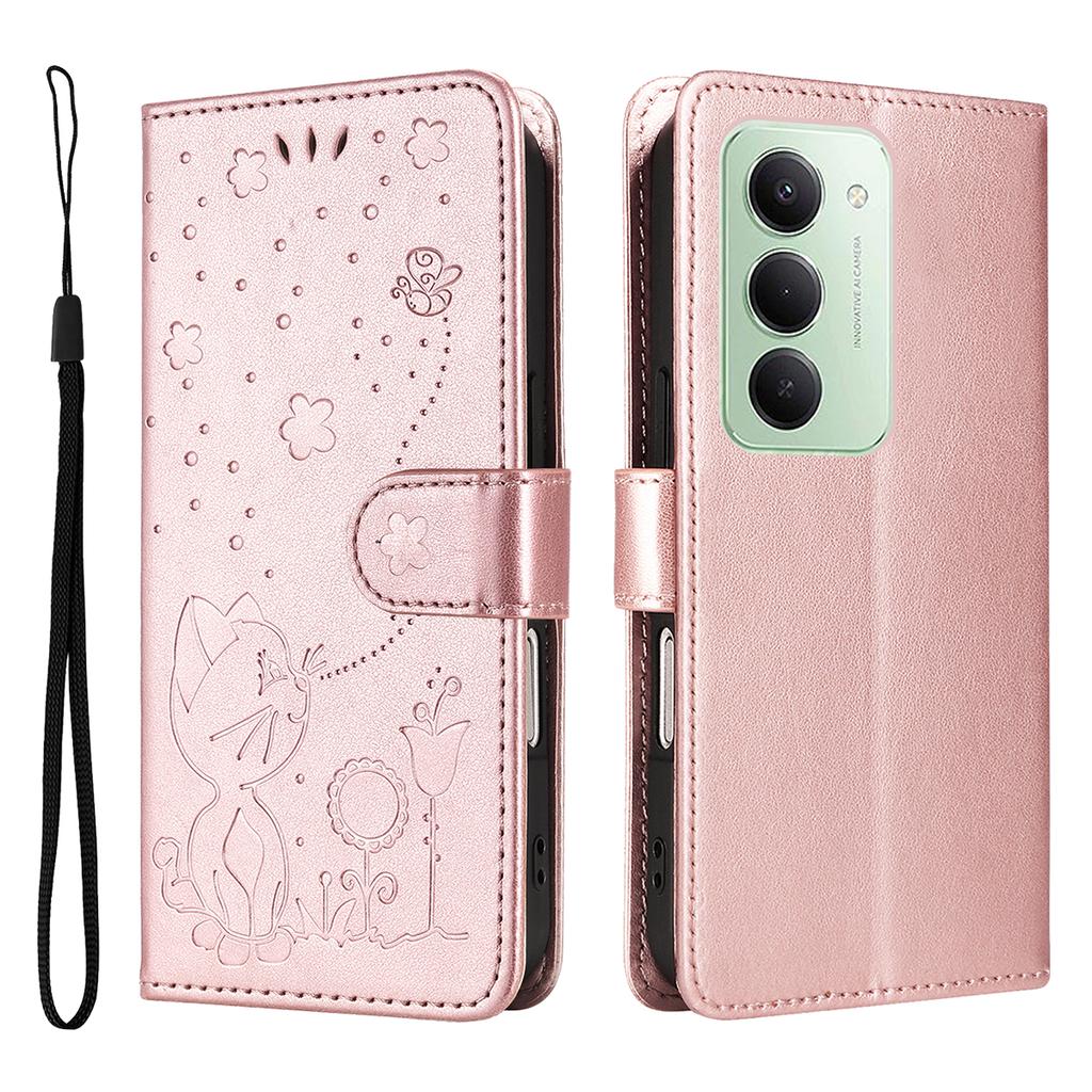 For Xiaomi Redmi 15 5G (Global) (169mm) Leather Wallet Case Cat Bee Pattern Phone Cover Stand
