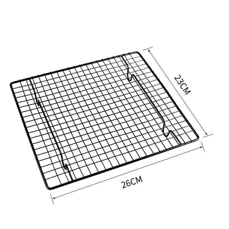 Carbon Steel Wire Grid Cooling Rack Black Single Layer Non-Stick Baking Shelf Bread BBQ Holder Kitchen Accessories