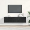 Schwarzer TV-Schrank mit Eichenholzmaserung, wandmontierter dekorativer Aufbewahrungs-TV-Schrank, 120x30x30,5 cm