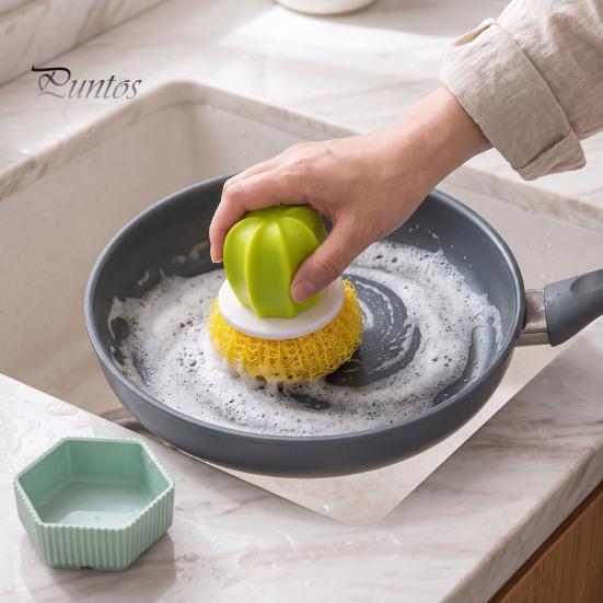 Аксессуар для чистки кухонной раковины, щетка для посуды в виде кактуса с подставкой, гибкий нано-скребок, не царапающий, эффективный, милый декор, удаление жирных пятен, скраб