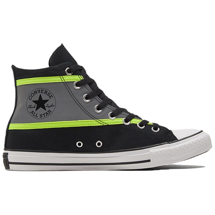 Converse Chuck Taylor All Star Hi-Vis Canvas Wrap Нескользящие Амортизирующие Высокие Кеды для Скейтбординга Унисекс Кроссовки Черный Зеленый Серый 169451C