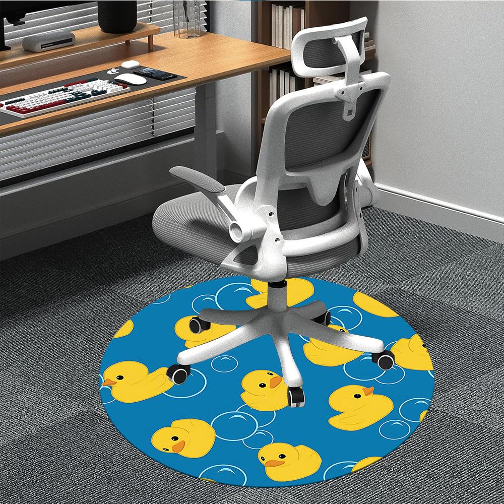 1 шт. Желтая Утка Пузыри Офисный Круглый Ковер, Коврик Подходит Для Офиса, Под Офисные Стулья Спальни Гостиной Домашнего Декора, Декор Комнаты