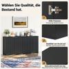 Modern Storage Cabinet with Fluted Front and Metal Handle, Sideboard Cabinet for Living Room & Bedroom, Natural Light Wood Decor, Black, 60x30x70 cm