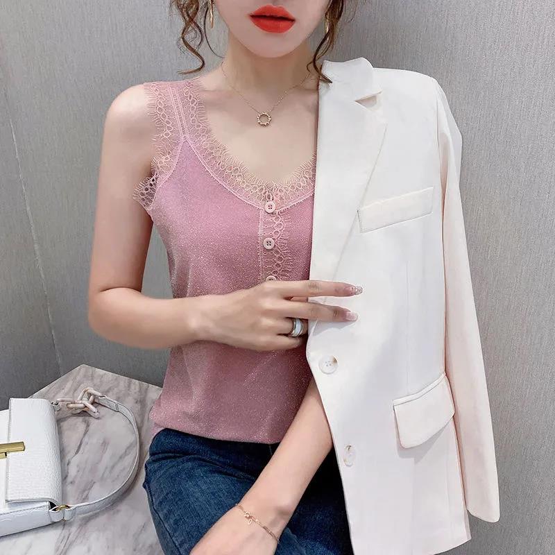 Fashion Ummer Women's Plus Size Lace V-neck Camisole Women's Bottoming Tank Top