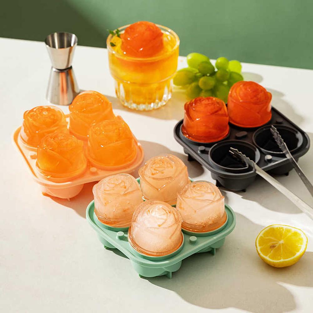 3D Роза Формы для льда Большие лотки для кубиков льда Сделайте 4 гигантских милых формы цветка