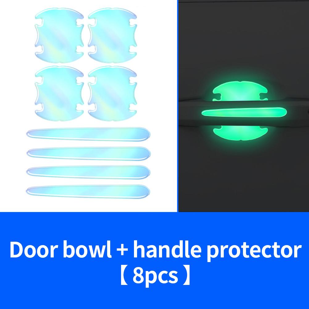 Автомобильные зеркала заднего вида, дверные ручки, светящаяся защитная наклейка, защитная пленка, наклейка на отделку, устойчивая к царапинам, полоска для автомобильных ручек