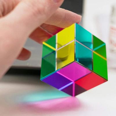 Красочная игрушка из искусственного кристалла, куб-призма, декоративный настольный научный проект с преломлением света, забавная игра с