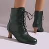 Женские ботинки Викторианские ретро ботильоны Каблуки-рюмочки Обувь 2024 Осень Зима Полировка Отверстия Шнуровка Косплей Обувь