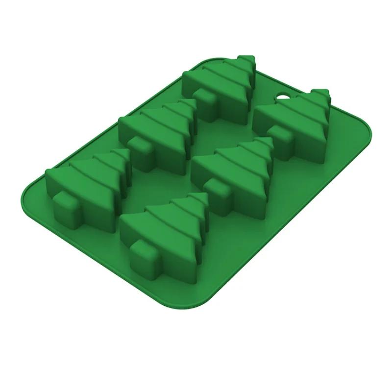 3D новогодняя елка силиконовая форма для выпечки DIY 6-гнездная рождественская форма для мусса помадка инструменты для украшения торта кухонные принадлежности