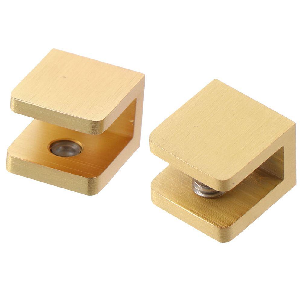 4 Pcs Frameless Solid Brass Shower Glass Clamp Gold Rectangular Fixed Panel Door Clip 6~10mm Glass