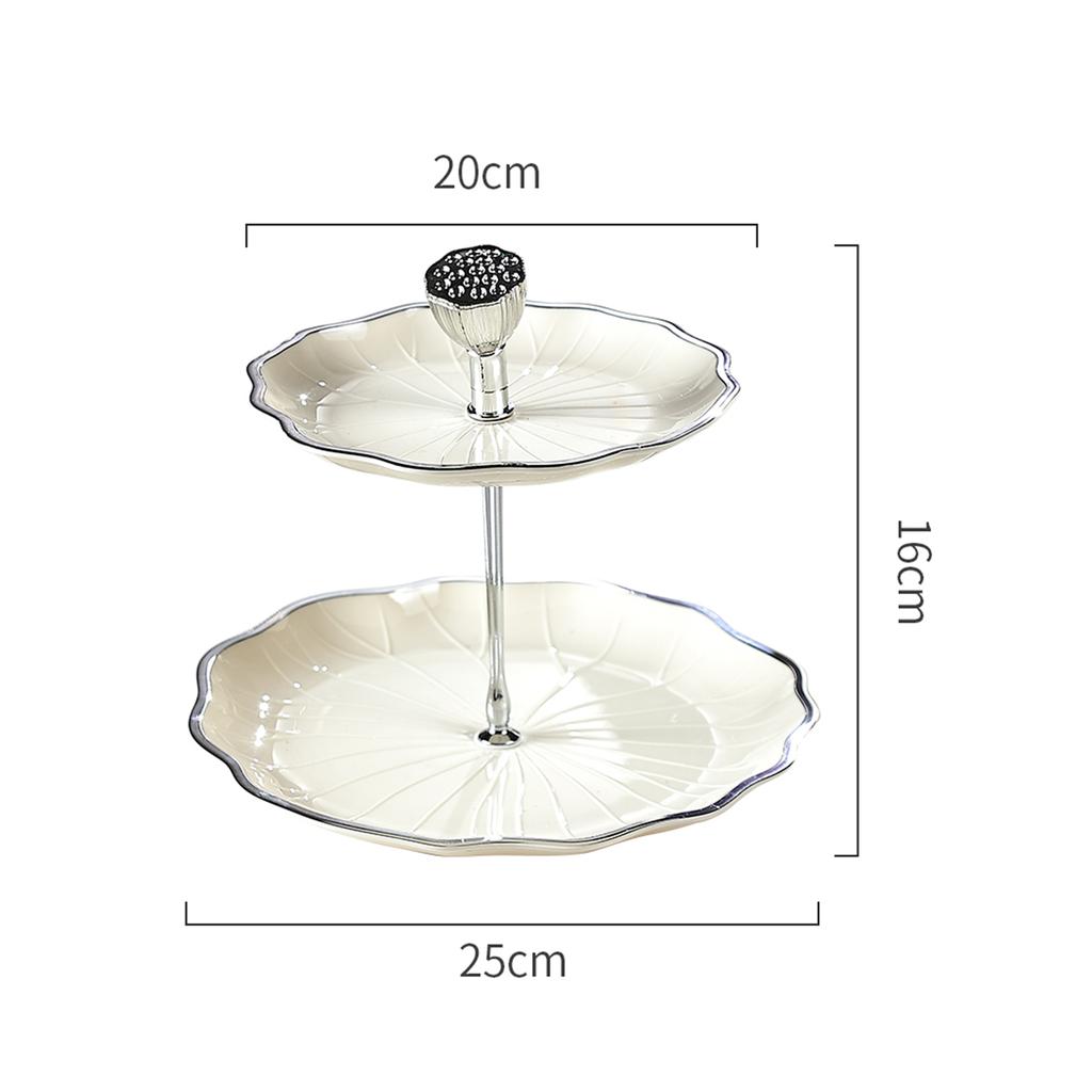 2 Tier Cupcake Stand Ceramic Elegant Dessert Plates Stand Serving Tray Containers for Cookies Birthday Home Dinner Wedding