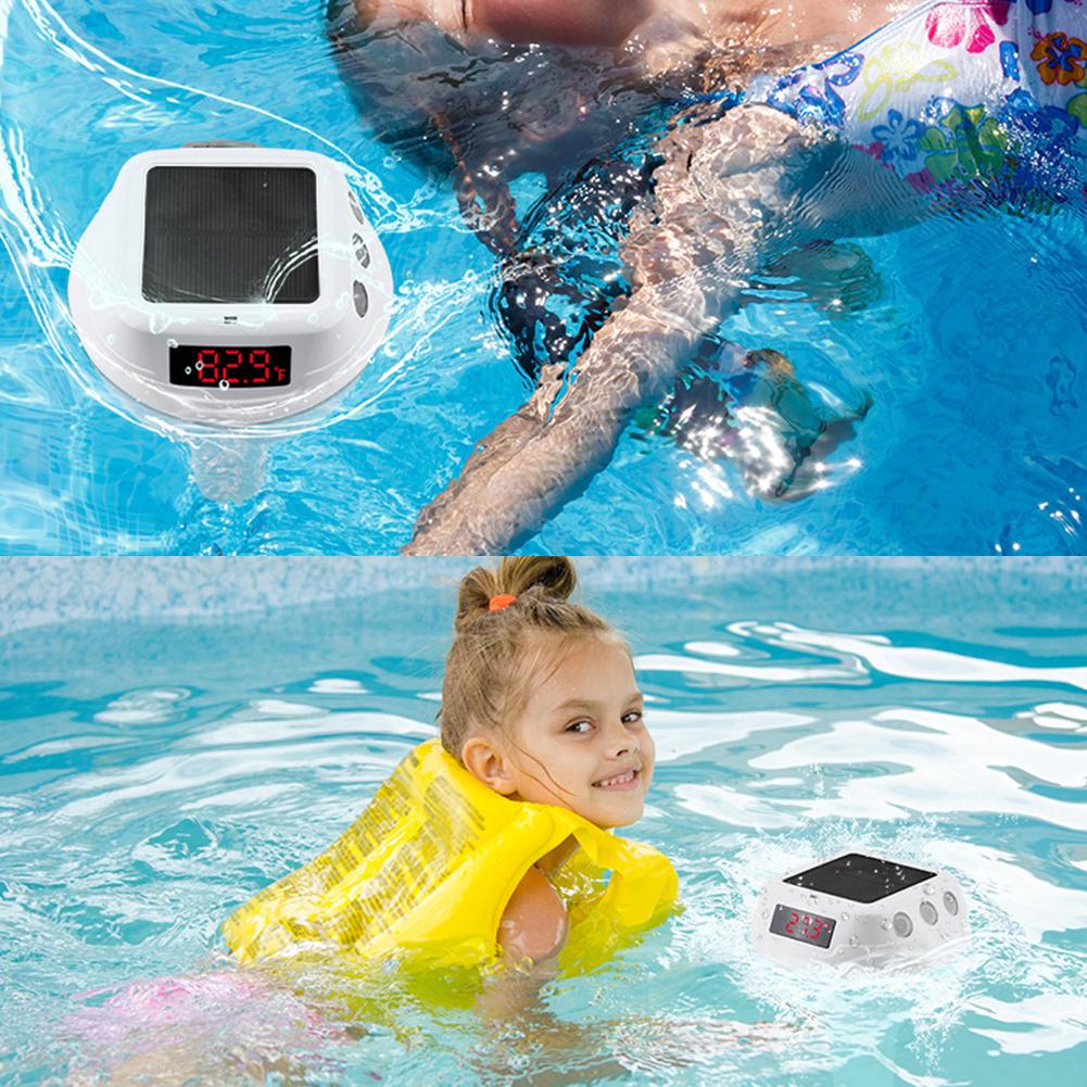 Solar Outdoor Pool Thermometer LED Display Floating Pool Thermometer with RGB Light Pool Tub Temperature Monitor Pool Supplies