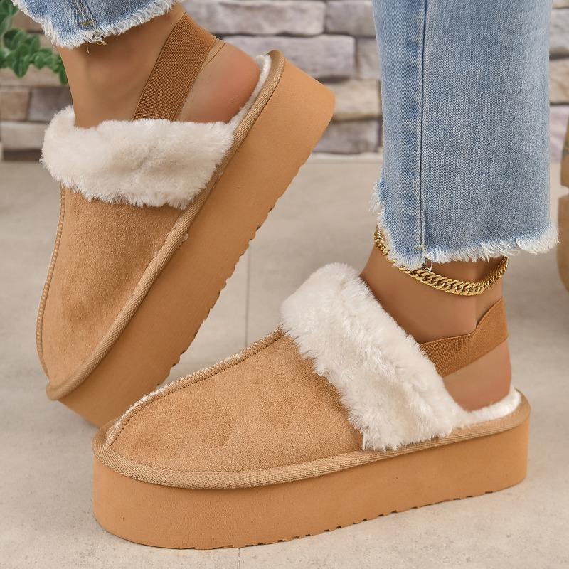 Fashion Winter Women Fur Slippers Warm Boots Platform Flip Flops 2024 New Short Plush Flats Home Cotton Shoes Suede Mules Ladies Boots