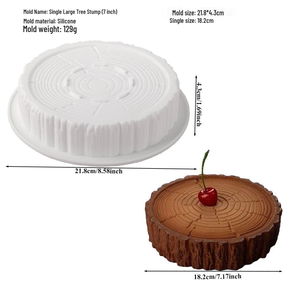 Силиконовая форма на 6 ячеек для муссового торта в виде пенька и десерта-полена