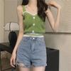 Женский контрастный жилет Love Button Camisole Vest - летний трикотажный укороченный топ 2024 года