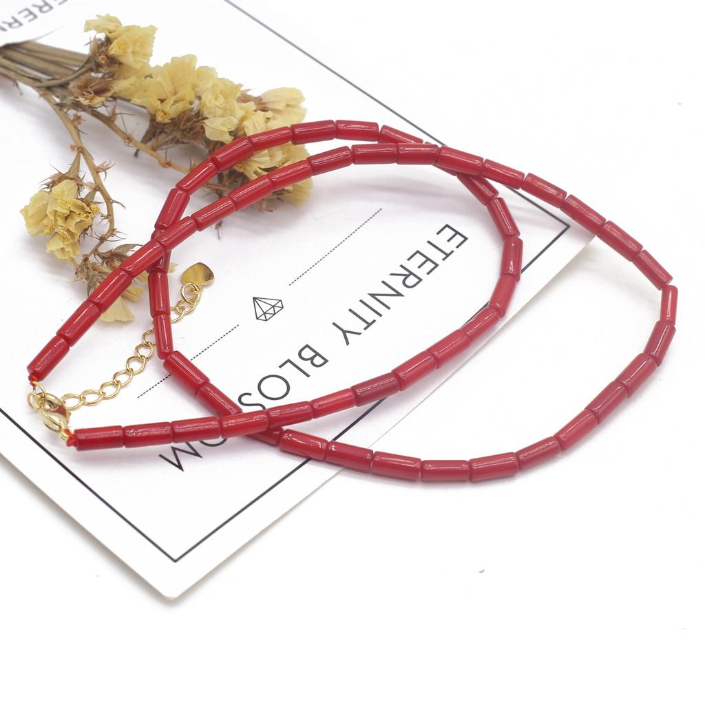 Синтетические бусины из красного коралла, 1 нить, 3 × 5 мм, цилиндрические свободные бусины-разделители для изготовления ювелирных изделий, ожерелья, браслета, аксессуары, длина 38 см