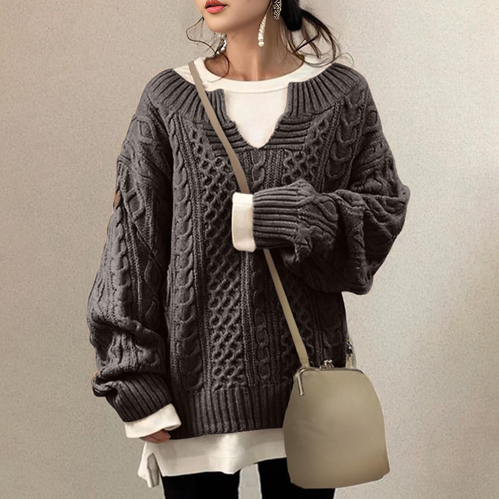 Женский модный повседневный однотонный свитер с длинным рукавом, пуловер, свитер, топ