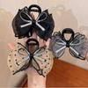 Grab Clip Bow Claw Clip Plastic Rhinestone Shark Clip Fashion Mesh Bow Hair Claw Ladies
