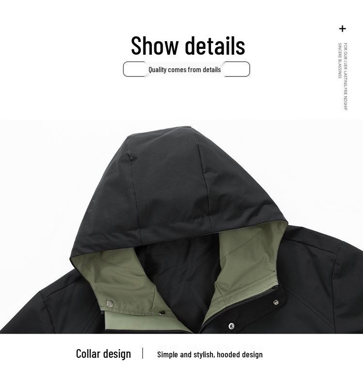 Мужской плащ-тренч со капюшоном средней длины "Пугало" - Модный, свободный, больших размеров для весны и осени