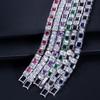 WWJ Elegant Princess Cut Royal Blue Zircon Tennis Bracelets Bangles for Women