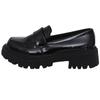 Patent Leather Med Heel Loafers Shoes Women Solid Color Slip-On Platform Pumps Woman Thick Bottom Non-Slip Office Shoes Female