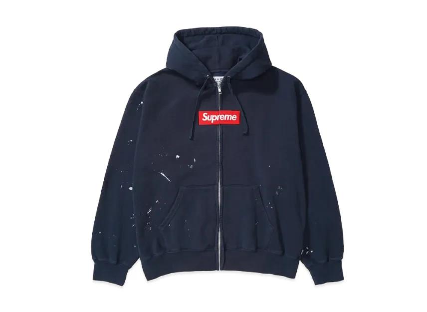 Supreme X MM6 Maison Margiela Худи на молнии с логотипом-коробкой "Темно-синий"