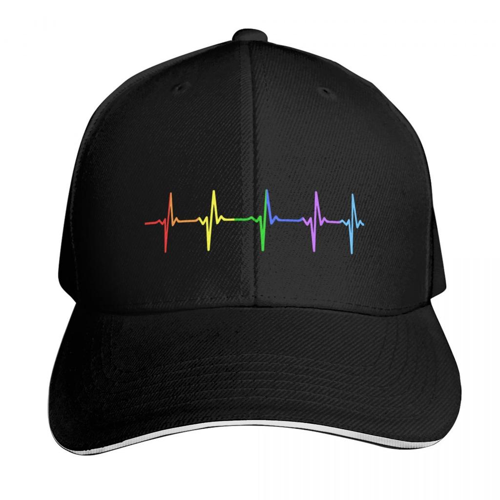 Rainbow Pulse Hearbeat LGBT Baseball Cap Trucker Hat New Hat Luxury Brand sailor cap for Unisex Unisex Womens