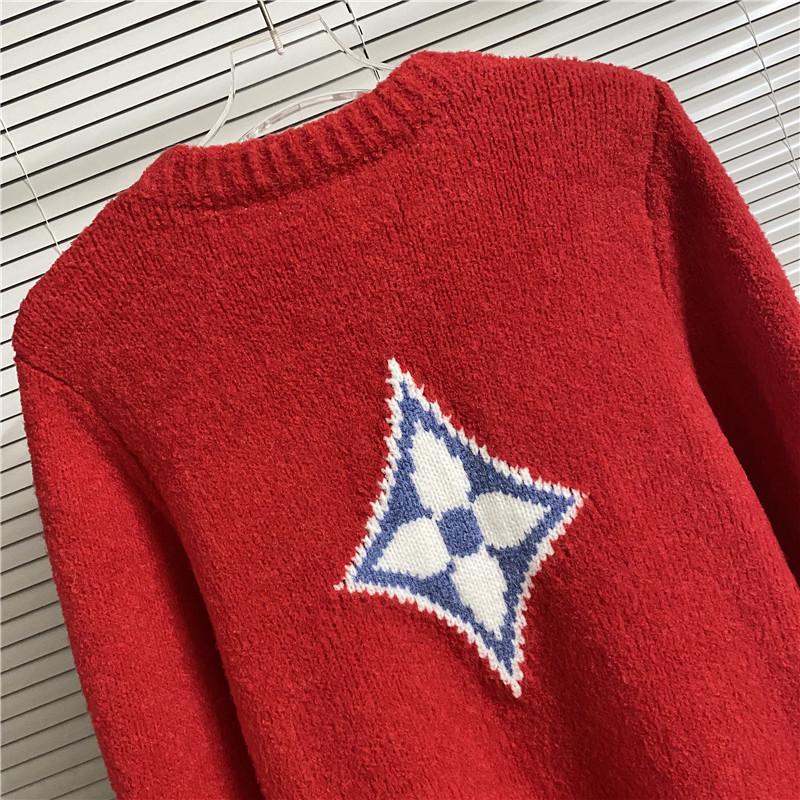 Men's and Women's Long-Sleeve Knitted Sweater with Donkey Family and Four-Leaf Clover Jacquard Design