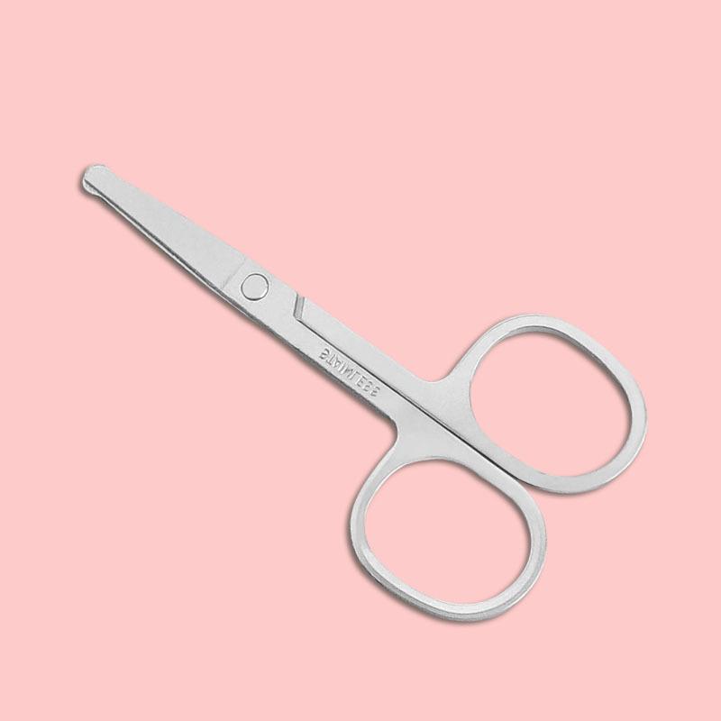Unisex Stainless Steel Nose Hair Scissors with Safe Round Head Design