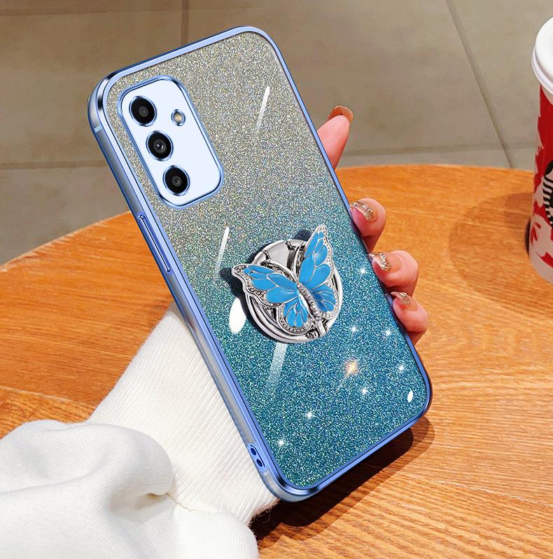 Подходит для Samsung A16, чехол для мобильного телефона s24, гальваническое покрытие, блестки, постепенное изменение, M15, кронштейн-бабочка, A73, силиконовый защитный чехол A22S